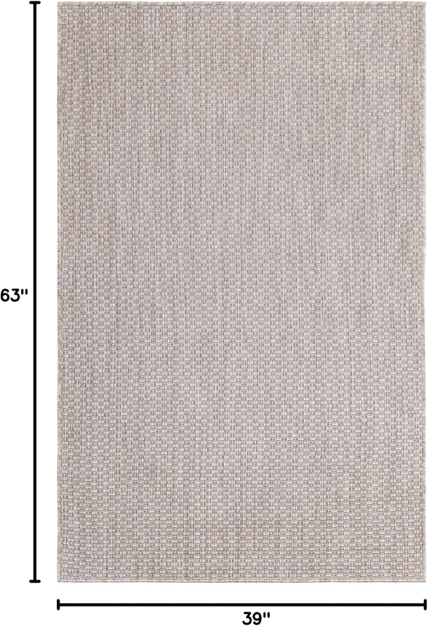 Unique Loom Outdoor Solid Collection Area Rug (3' 3" x 5' 3" Rectangle Beige/Ivory)