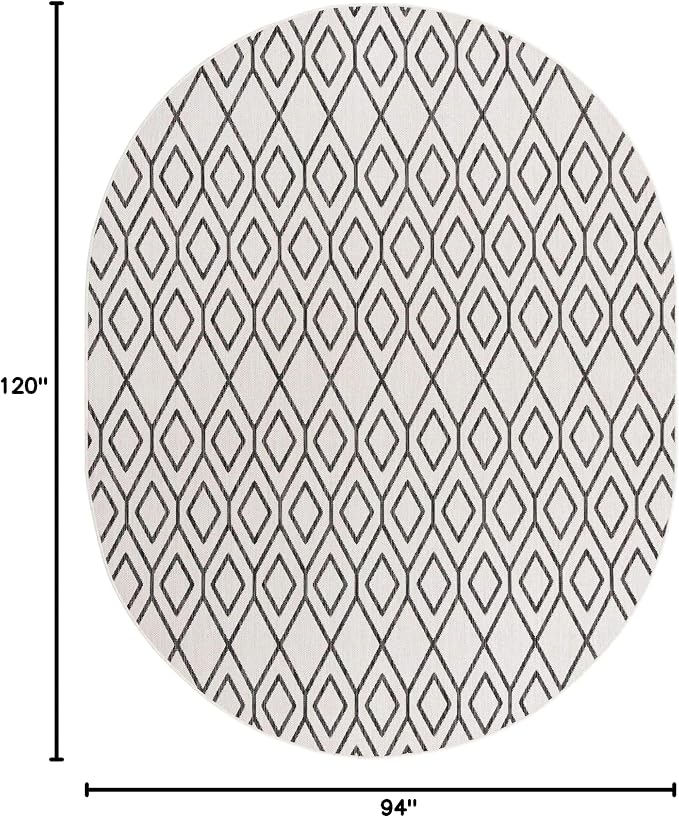 Jill Zarin Outdoor Collection Area Rug - Turks and Caicos (7' 10" x 10' Oval Ivory/Black)