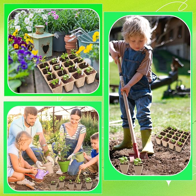 32 Packs of 512 Cells Seed Starter Trays Biodegradable Seedling Sets Organic Plant Seedling Trays with Holes Plant Starter Kit for Herb Seed Starter