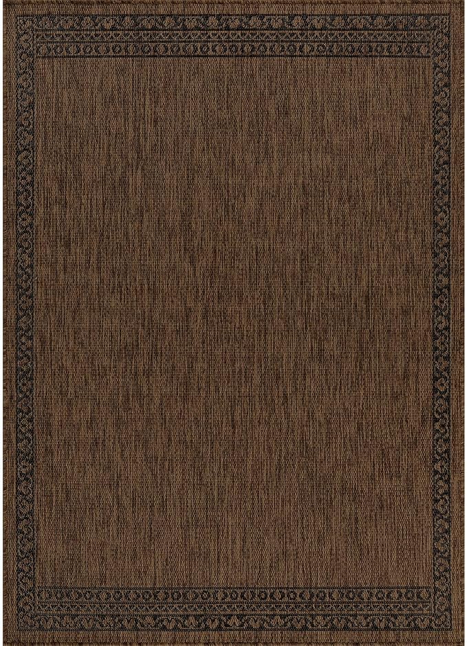 Washable Outdoor Rug 9x12 Modern Area Rugs Outdoor Carpets Bordered Pattern Non Shedding Waterproof Easy Clean Patio Deck Porch Living Room Bedroom Garden RV (9 X 12 Gold)