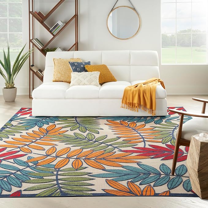 Nourison Home Aloha Multicolor 9' x 12' Area Rug - Easy Clean, Non Shedding, Bed Room, Living Room, Dining Room, Kitchen (9' x 12')