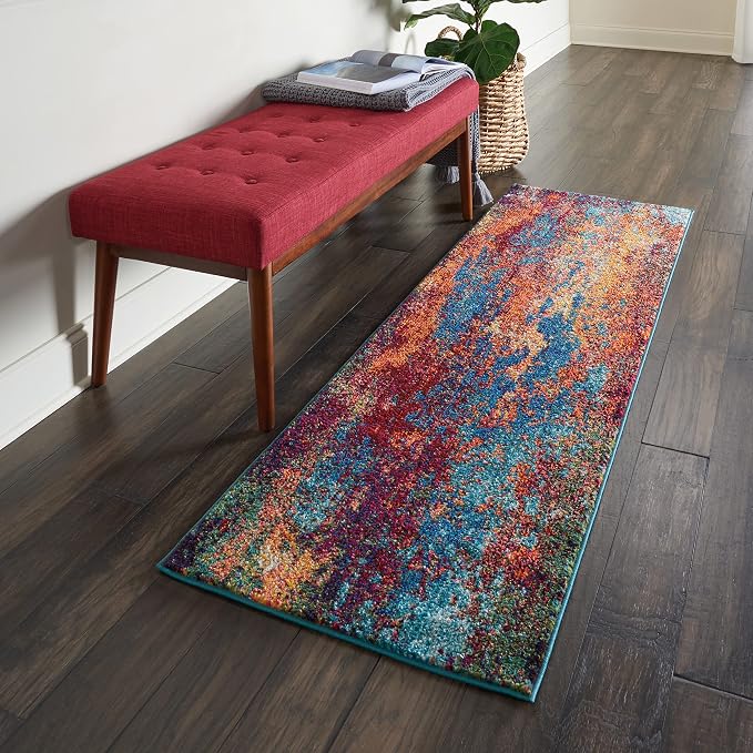 Nourison Home Celestial Atlantic 2' x 6' Area Rug - Easy Clean, Non Shedding, Bed Room, Living Room, Dining Room, Kitchen (6' Runner)