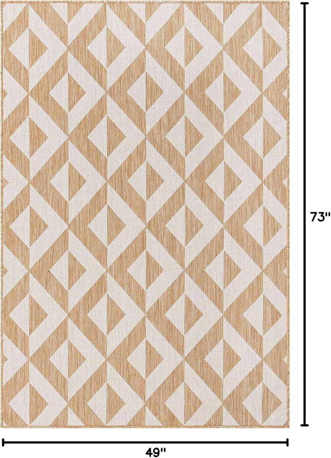 Unique Loom Outdoor Collection Area Rug - Napa (4' 1" x 6' 1" Rectangle, Beige/ Brown)