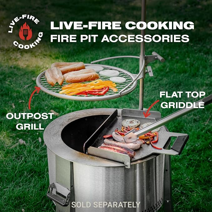 Breeo Smokeless Fire Pit (Y Series - Stainless Steel) | 21 inch Portable Smokeless Firepit for Outside | 31 Pounds | Ideal for Families Compatible with Wide Range of Breeo Accessories