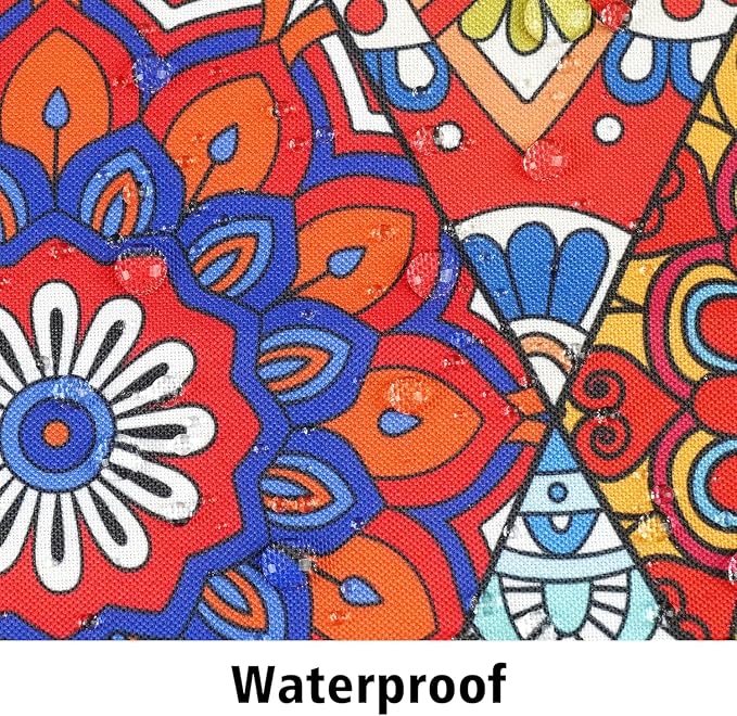Outdoor Tablecloth with Umbrella Hole and Zipper, Rectangle Patio Table Covers for Spring/Summer, Machine Washable Outdoor Picnic Table Cloth (Kaleidoscope, 60" × 102" Rectangular)