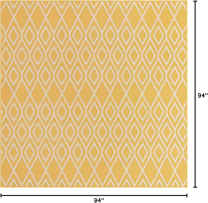Jill Zarin Outdoor Collection Area Rug - Turks and Caicos (7' 10" Square Yellow Ivory/Ivory)