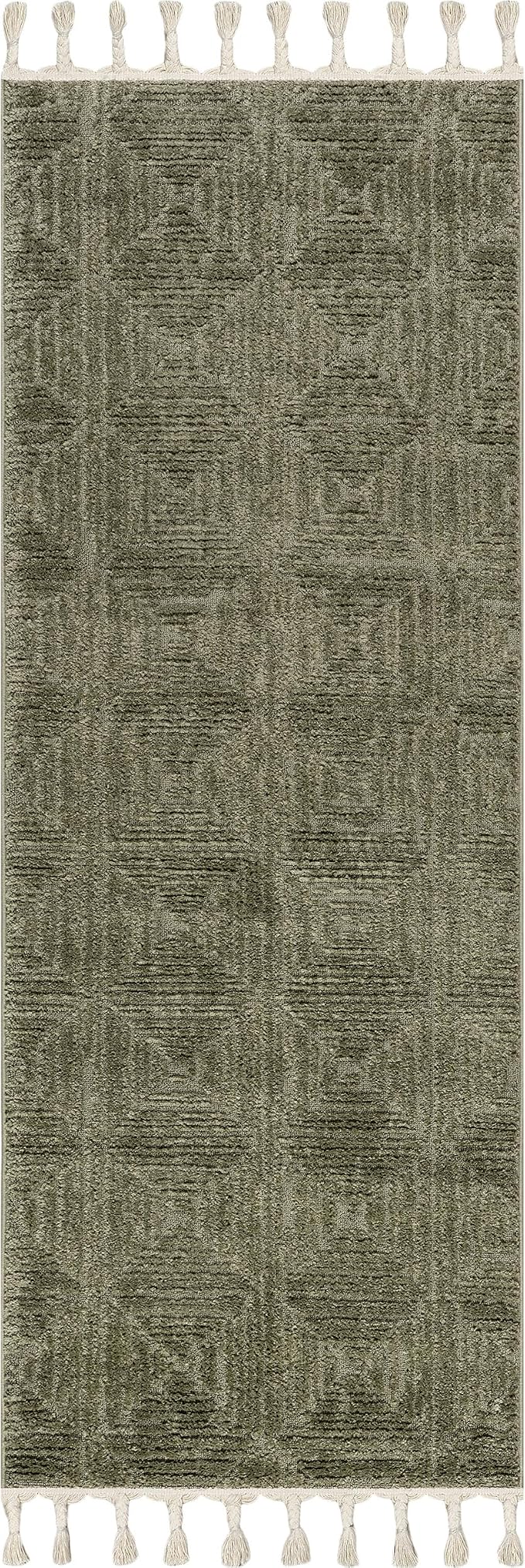 nuLOOM Kerry Green Geometric Power Loomed Runner Rug, 2' x 8' | Nuloom Kerry Geometric 2' x 8' Runner Rug for Living Room Bedroom Dining Room Entryway Hallway, Green