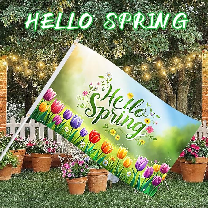 4 Pcs Garden Flag 3x5 ft Spring Summer Autumn Winter Flags – Double Sided Seasonal Banner with 2 Brass Grommets, Durable Polyester, Yard Decorations for Outdoor Parties, Photo Backdrop