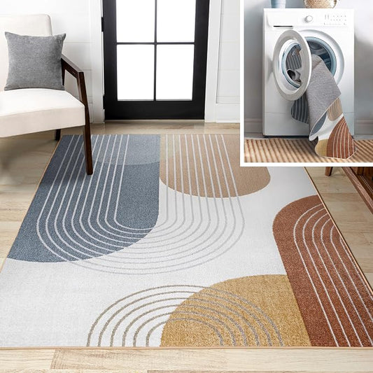 JONATHAN Y Machine Washable Multi Indoor Area Rug 3X5 ft, Arches Contemporary Minimalist for Living Room, Bedroom, Kitchen, Office, Easy-Cleaning, High Traffic, Pet-Friendly, Non-Shedding (WSH312A-3)