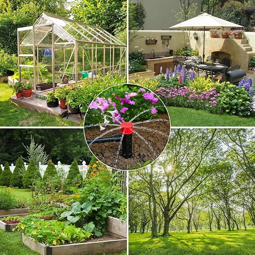 Drip Irrigation System,106FT Automatic Garden Watering System with 1/2" & 1/4" Fast-Lock Tubing Adjustable Nozzles & Sprinklers,Quick-Connect Drip Irrigation System Kit for Garden,Lawn,Potted Plants