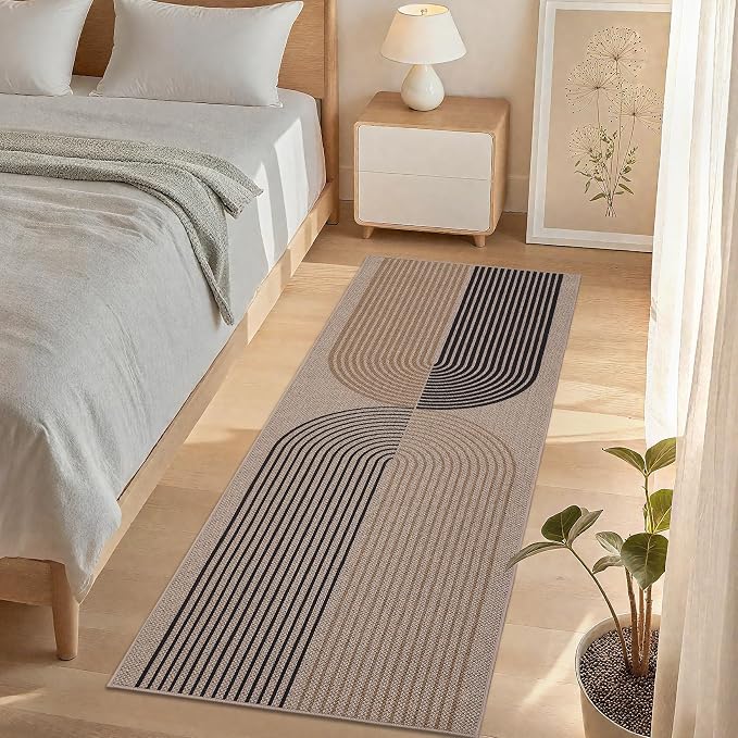 GarveeHome Easy Jute 2x8 Runner Rugs Modern Rainbow Rug for Hallway Kitchen Non Slip Indoor Outdoor Runner Door Mat for Laundry Porch