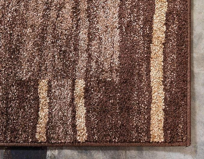 Unique Loom Autumn Collection Modern Contemporary Casual Abstract Area Rug (Brown/ Beige Border, 8 x 10 ft Rectangular)