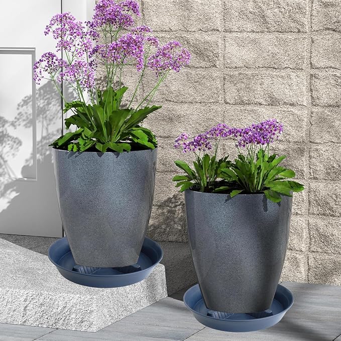 4 Pack Plant Saucer 10 inch, 8 12 14 17 inch, Plant Stand Plastic Plant Saucers for Indoors Outdoor, Heavy Duty Flower Plant Risers for Inside Pots, Pot Saucers for Plants, Grow Bags Saucers