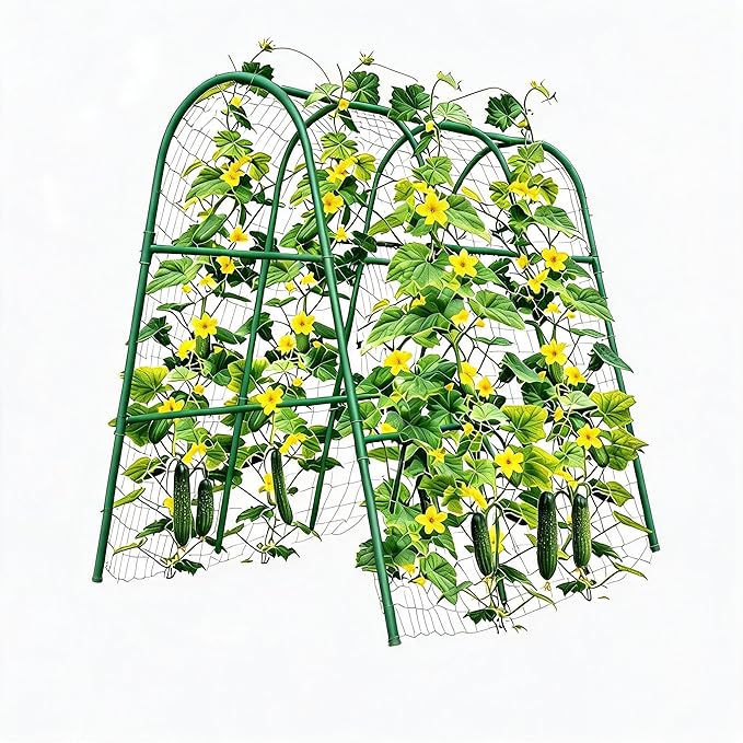 Metal Garden Arch Trellis, 5.4Ft Black for Raised Beds, Plant Support for Cucumbers & Climbing Vegetables
