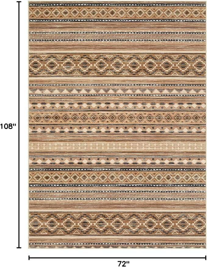 cotiled 6x9 Washable Area Rugs Living Room: Soft Lightweight Boho Rug | Stain Resistan Indoor Carpet for Bedroom Nursery Dining Room Brown Cream