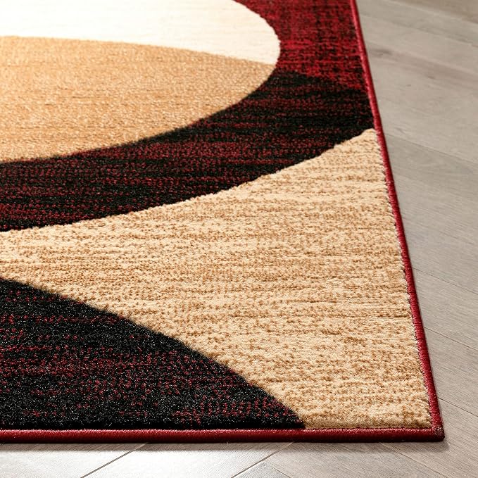 Well Woven Dulcet Bingo Red Modern Geometric Area Rug – 2x4 (2’7” x 3’11”) | Soft Durable Polypropylene Rug for Living Room, Bedroom, or Entryway | Stain & Fade Resistant, Easy to Clean, Medium Pile
