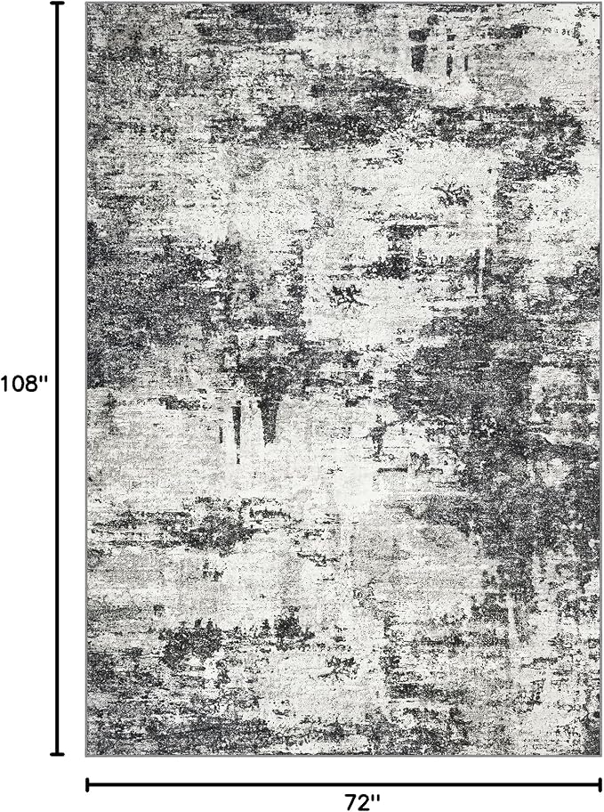 Tosuoka 6x9 Area Rugs for Living Room Abstract Washable Black Rug | With Anti-Slip Backing，Non-Shedding，Stain-Resistant，Soft Modern Large Carpet for Bedroom Dining Room Farmhouse Nursery