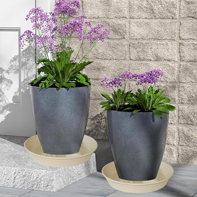 4 Pack Plant Saucer 10 inch, 8 12 14 17 inch, Plant Stand Plastic Plant Saucers for Indoors Outdoor, Heavy Duty Flower Plant Risers for Inside Pots, Pot Saucers for Plants, Grow Bags Saucers
