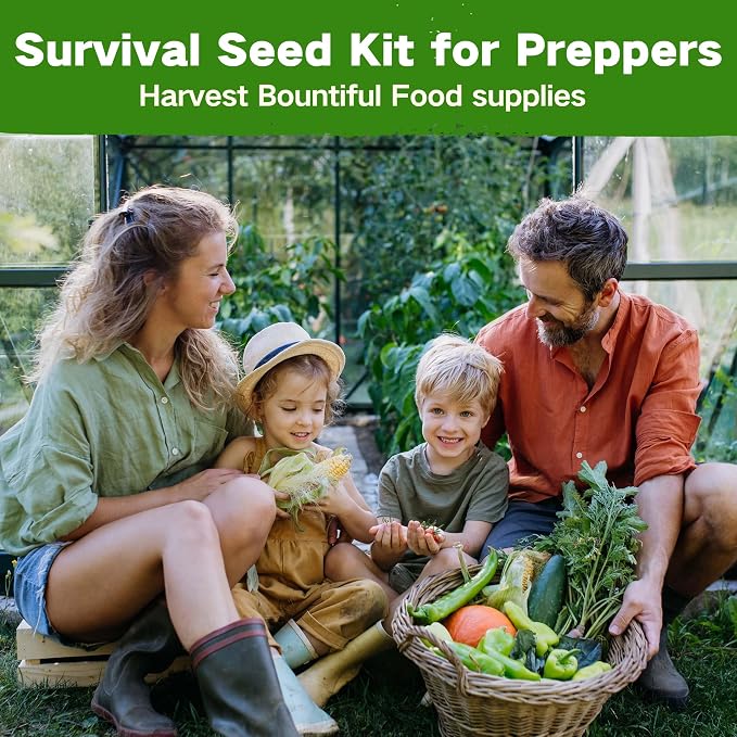 Lush&Dew Raised Garden Bed Heirloom Seed Bank, 32 Type 30000+ Non-GMO Seeds | USA-Sourced Seeds for Planting Vegetables Herbs Fruits, Gardening Gifts for Women Men, Survival Seed Vault Kit, Food Supplies