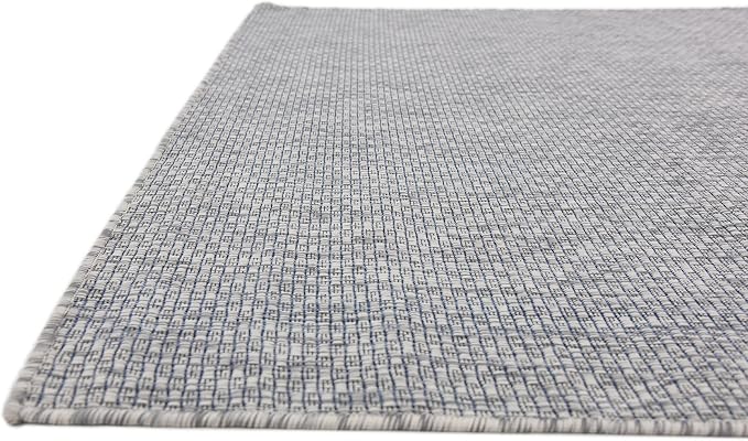 Unique Loom Collection Casual Transitional Solid Heathered Indoor/Outdoor Flatweave Area Rug (5' 3" x 8' Rectangle, Light Gray/Ivory)
