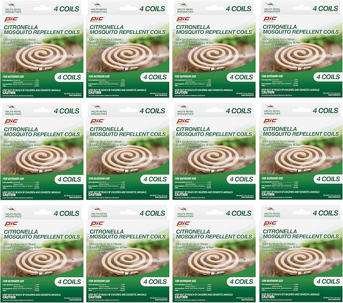 PIC Citronella Mosquito Repellent Coils (12 Packs of 4) CIT-Coil-4