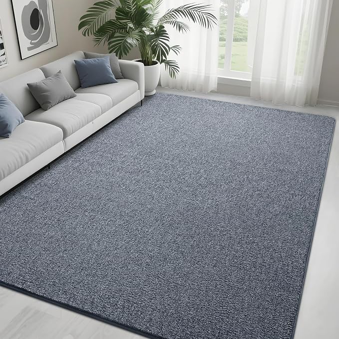 6x9 Blue Area Rug | Washable Memory Foam, Low Pile Non Slip Indoor Carpet for Living Room Bedroom Office Classroom College Dorm Room Home Decor