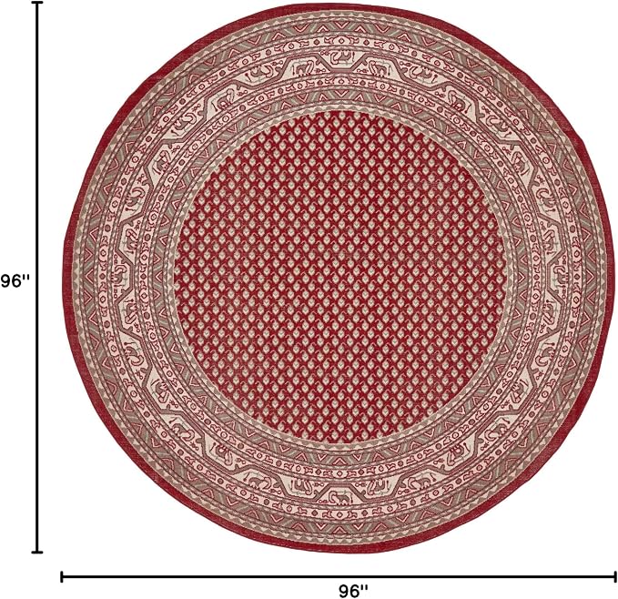 Unique Loom Williamsburg Collection Traditional Border with Dotted Center Area Rug, Round 8' 0" x 8' 0", Red/Beige