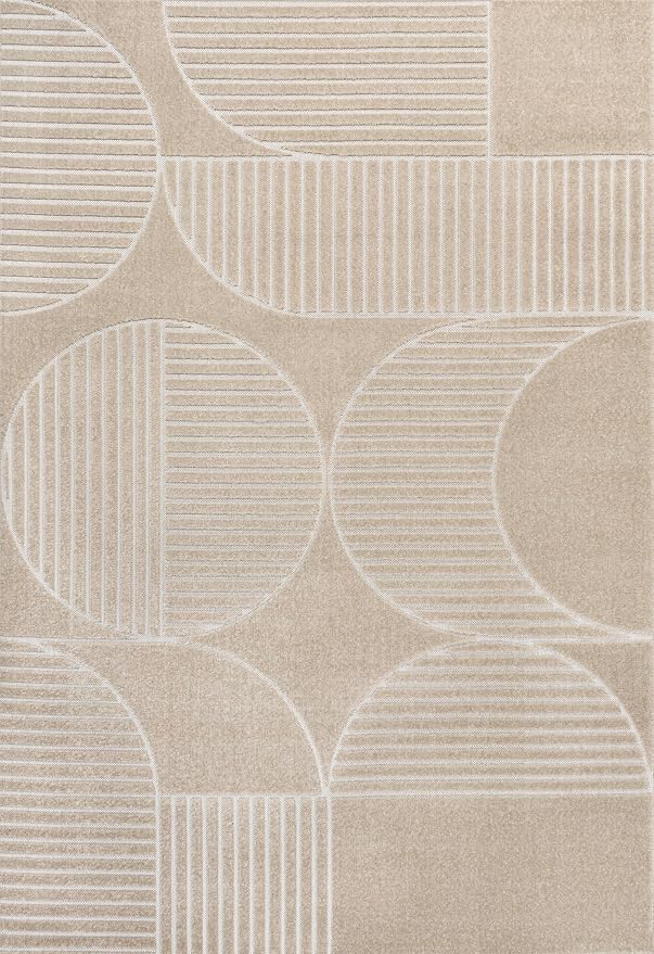 JONATHAN Y Nordby High-Low Arch Striped Indoor/Outdoor Area Rug, 3x5, Beige/Cream, for Patio, Backyard, Living Room, Bedroom, Office, Hose-Washable (SCN104E-3)