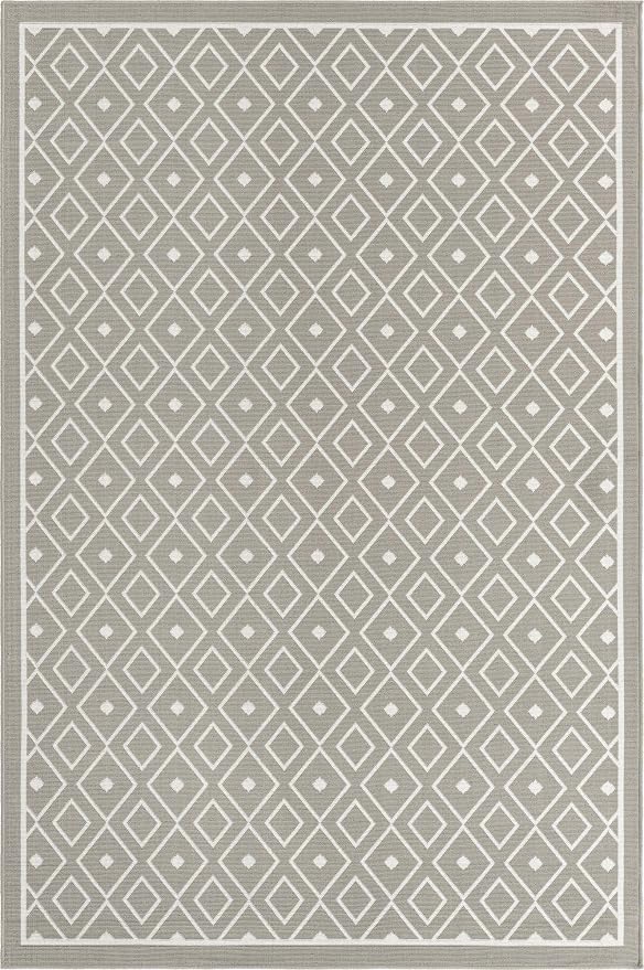 Unique Loom Outdoor Trellis Collection Area Rug - Kafes (6' 1" x 9' Rectangle, Gray/ Ivory)