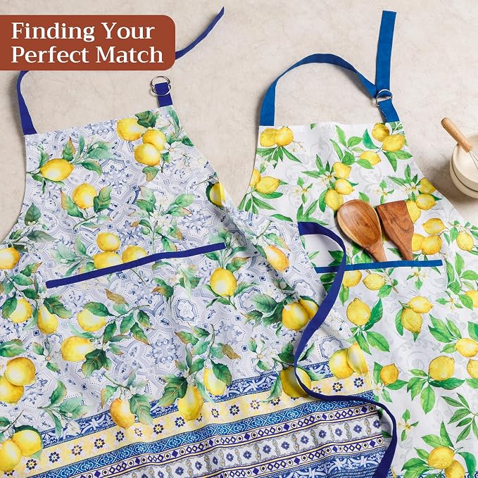 Maison d' Hermine Aprons for women with Pocket 100% Cotton (27.50"x31.50") | Adjustable Neck Strap & long ties Apron Men Chef Wedding Cooking Gardening Server Maid