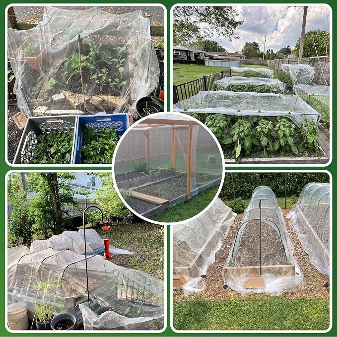 SWANGSA Garden Netting 10 X 50 FT 2 Pack, Ultra Fine Garden Mesh Plant Netting for Garden Protection Row Cover Raised Beds Screen, Protecting Plants Vegetables Flowers Fruit Trees