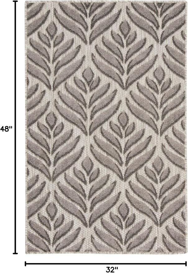 Nourison Home Aloha Charcoal 2'8" x 4' Area Rug - Easy Clean, Non Shedding, Bed Room, Living Room, Dining Room, Kitchen (3' x 4')