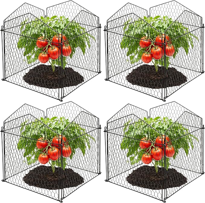 DECOHS 4 Packs Chicken Wire Cloche Plant Protectors from Animals Garden Plant Cage Protector - Wire Plant Protectors to Keep Animals Out