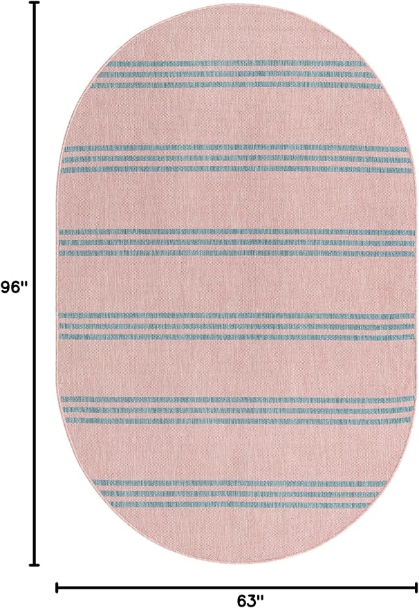 Jill Zarin Jill Zarin Outdoor Collection Area Rug - Anguilla (5' 3" x 8' Oval, Pink and Aqua/ Blue)