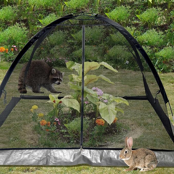 Pond Cover Net - Heavy Duty Nylon Dome Mesh with Zippers - 12x9FT Protector for Garden Pond Koi Fish and Plants - Birds & Leaves Animals Barrier