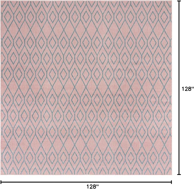Jill Zarin Outdoor Collection Area Rug - Turks and Caicos (10' 8" Square Pink and Aqua/Light Blue)