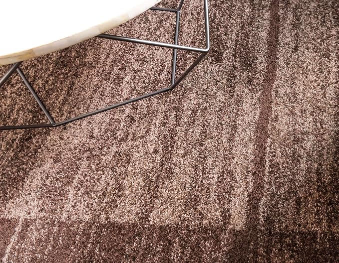 Unique Loom Autumn Collection Modern Contemporary Casual Abstract Area Rug (Brown/ Beige Border, 3 ft 3 in Round)