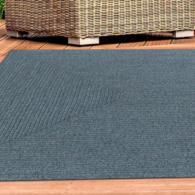Superior Indoor/ Outdoor Large Area Rug, Reversible Braided Home Floor Decor for Living Room, Kitchen, Entryway, Patio, Front Porch, Deck, Modern, Boho, Farmhouse Style, 5' x 8', Lagoon Breeze