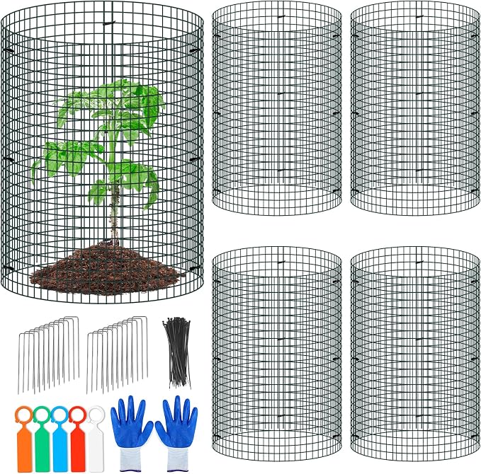 5 Pack Wire Plant Protector, 16"x12" Detachable Metal Plant Protectors Mesh, Garden Plant Protectors for Shrubs Flowers Vegetables to Keep Rabbit & Chicken Animals Out