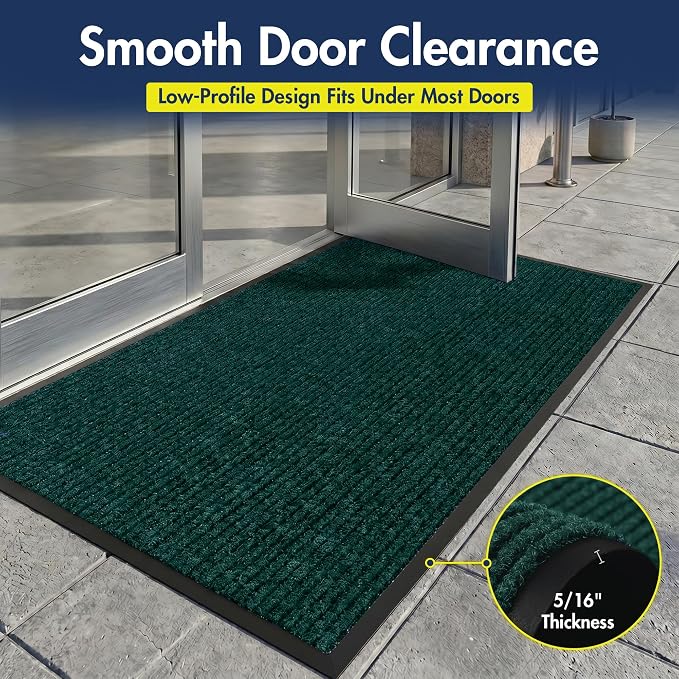 Notrax 109 Industrial Door Mat, 3' x 5' Entrance Mat, Heavy Duty Commercial Rugs for Entryway, Welcome Lobbies, Garage, and Mudroom, Made in the USA, Hunter Green, Brush Step 109S0035GN