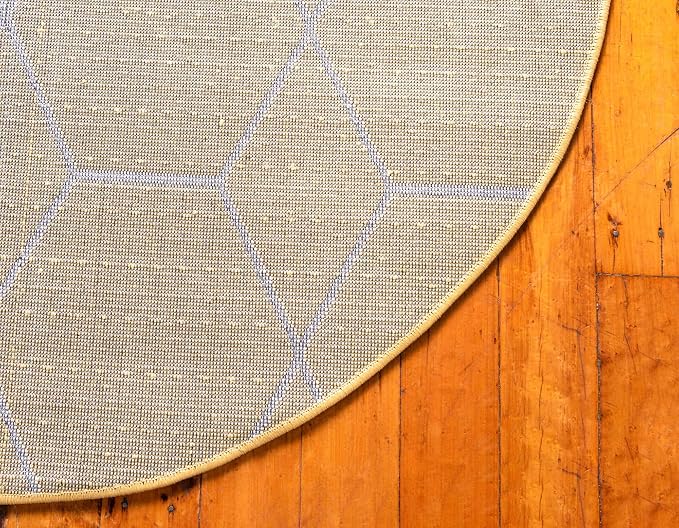 Unique Loom Trellis Frieze Collection Area Rug - Geometric (5' 1" Round Yellow/Ivory)