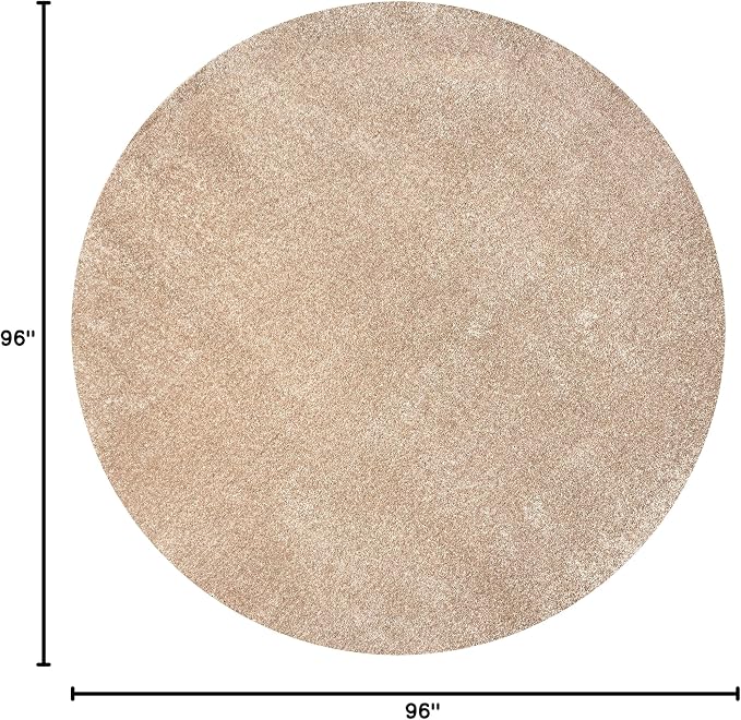JONATHAN Y Haze Solid Low-Pile Beige 8' Round Indoor Area Rug, Coastal,Bohemian,Minimalist,Classic, Easy-Cleaning for Living Room,Bedroom,Kitchen,Pet Friendly,Non-Shedding (SEU100G-8R)