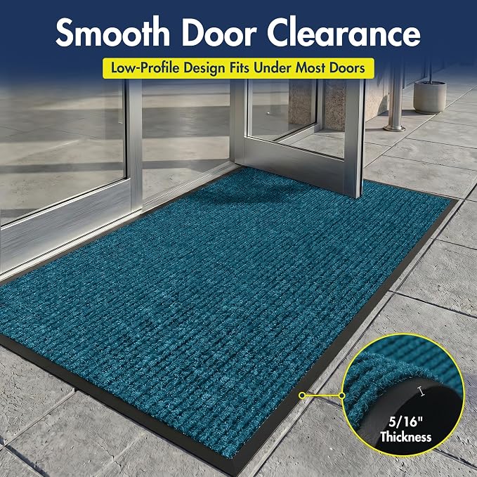 Notrax 109 Industrial Door Mat, 3' x 5' Entrance Mat, Heavy Duty Commercial Rugs for Entryway, Welcome Lobbies, Garage, and Mudroom, Made in the USA, Slate Blue, Brush Step 109S0035BU