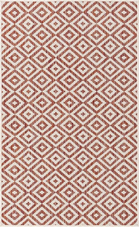 Unique Loom Jill Zarin Outdoor Collection Area Rug - Costa Rica (3' 3'' x 5' 3'' Rectangle, Rust Red/ Ivory)