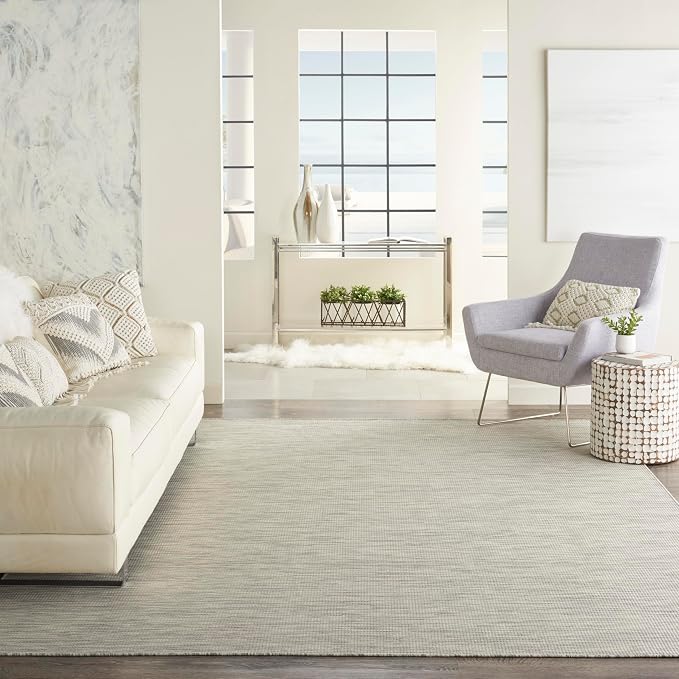 Nourison Home Positano Light Grey 9' x 12' Area Rug - Easy Clean, Non Shedding, Bed Room, Living Room, Dining Room, Kitchen (9' x 12')
