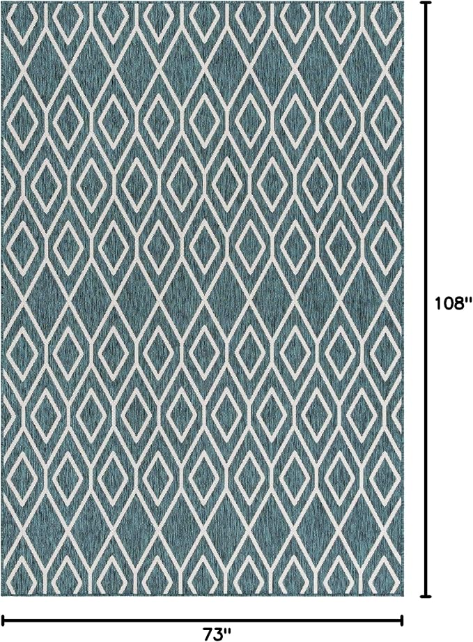 Jill Zarin Outdoor Collection Area Rug - Turks and Caicos (6' x 9' Rectangle Teal/Ivory)