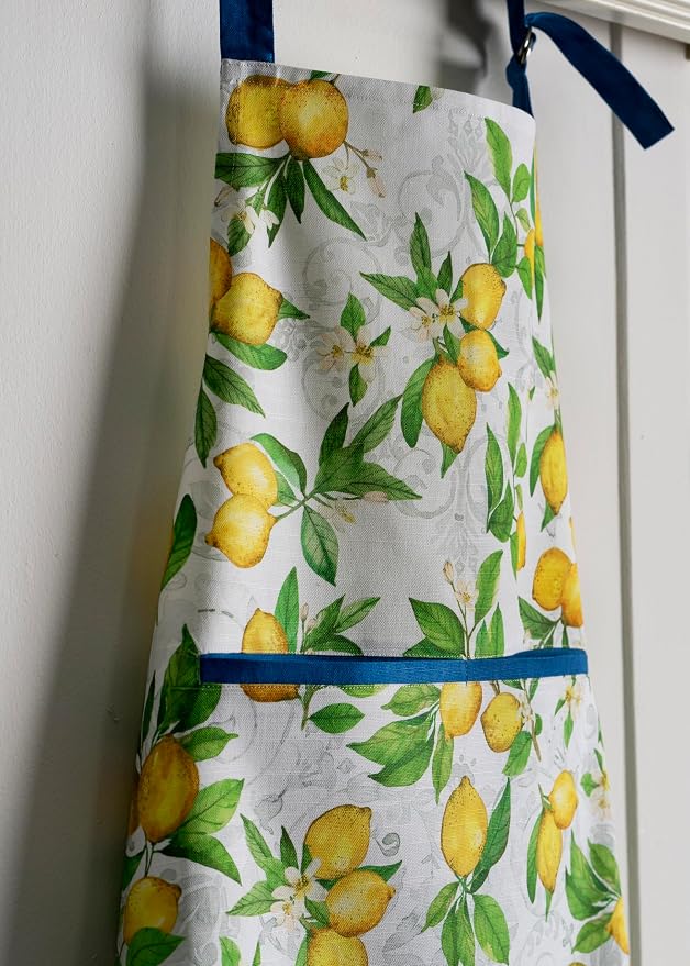 Maison d' Hermine Aprons for women with Pocket 100% Cotton (27.50"x31.50") | Adjustable Neck Strap & long ties Apron Men Chef Wedding Cooking Gardening Server Maid