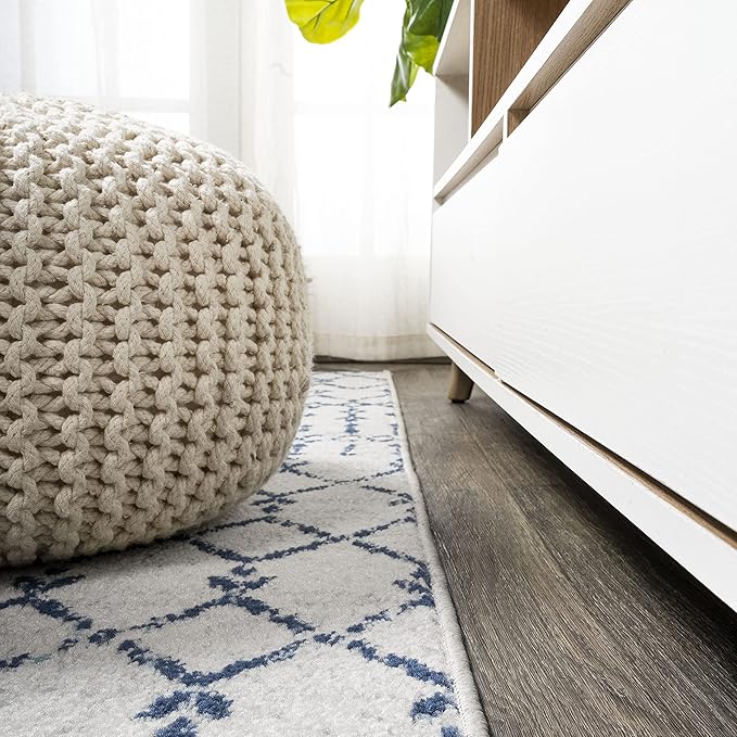 JONATHAN Y Boho Vintage Diamond Cream/Navy Indoor Area Rug 9X12 ft, Moroccan Hype for Living Room, Bedroom, Kitchen, Office, Easy-Cleaning, High Traffic, Pet-Friendly, Non-Shedding (MOH101F-9)