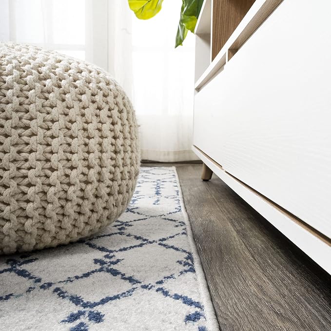 JONATHAN Y Boho Vintage Diamond Cream/Navy Indoor Area Rug 8X10 ft, Moroccan Hype for Living Room, Bedroom, Kitchen, Office, Easy-Cleaning, High Traffic, Pet-Friendly, Non-Shedding (MOH101F-8)