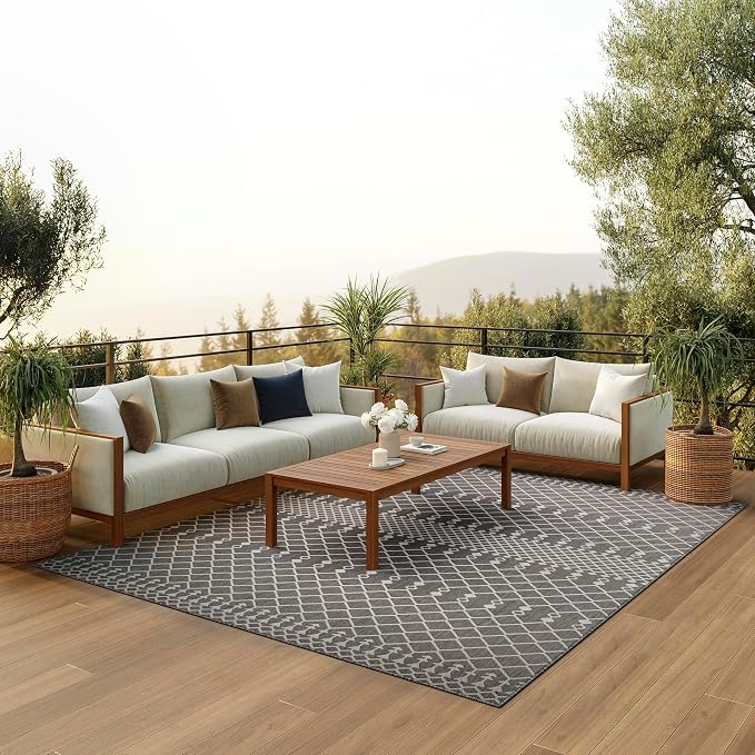 Nourison Home Positano Charcoal 12' x 15' Area Rug - Easy Clean, Non Shedding, Bed Room, Living Room, Dining Room, Kitchen (12' x 15')